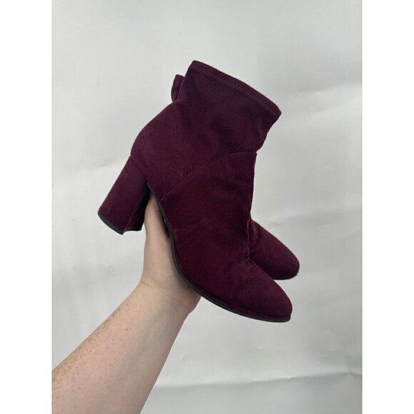 Marc Fisher Faux Vegan Suede Leather Purple Women 6.5 Dyvine Bootie - Picture 1 of 11